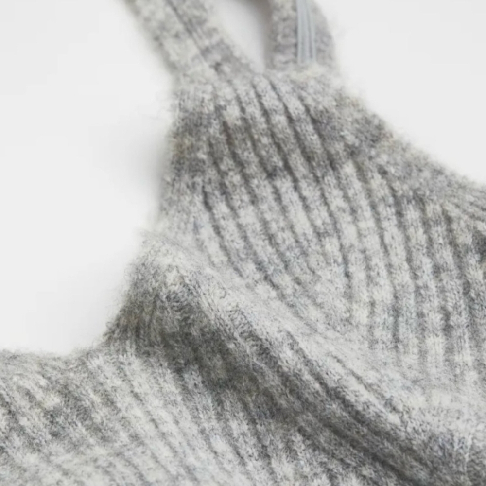 Gray Ribbed Knit Midi Bodycon Tank Dress - Picture 4 of 7